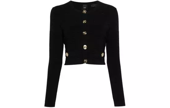 Укороченный кардиган с вышитыми птичками PINKO, черный