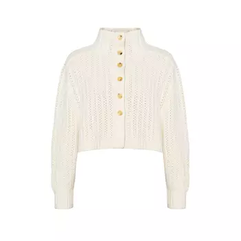 Укороченный кардиган с высоким воротом Max Mara Hodeida MaxMara, Ecru