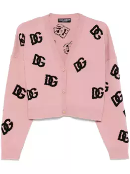 Укороченный кардиган с жаккардовым логотипом DOLCE & GABBANA, розовый