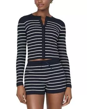 Укороченный кардиган с жатой вязкой FRENCH CONNECTION, синий