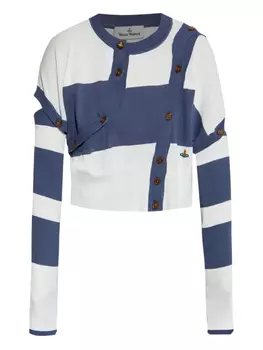 Укороченный кардиган в полоску с пуговицами Vivienne Westwood, синий