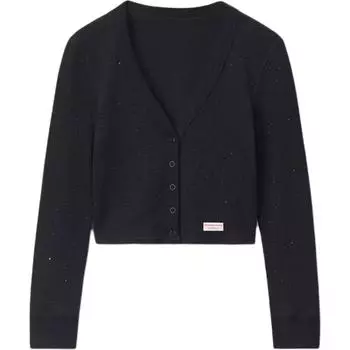 Укороченный кардиган в рубчик на пуговицах Alexander Wang, черный