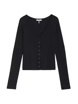 Укороченный кардиган в рубчик Vee Rag & Bone, черный