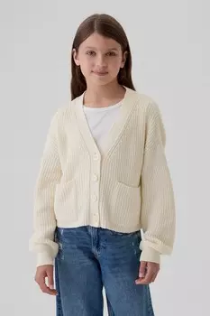 Укороченный кардиган в технике шейкер стич (4 13 лет) Gap, бежевый