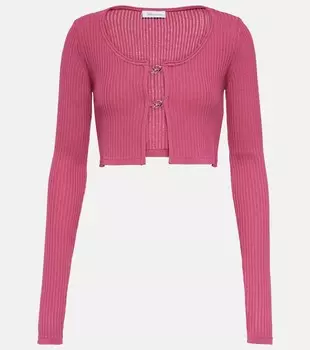 Укороченный кардиган вязки в рубчик с логотипом Blumarine, красный