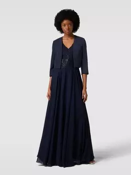 Укороченный коктейльный жакет с рукавами 3/4 Vera Mont, темно-синий