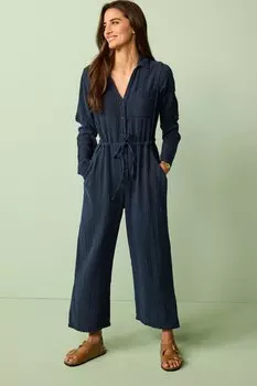 Укороченный комбинезон из хлопковой сетчатой ткани Next, синий