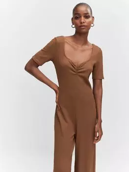 Укороченный комбинезон Mango Wild, коричневый