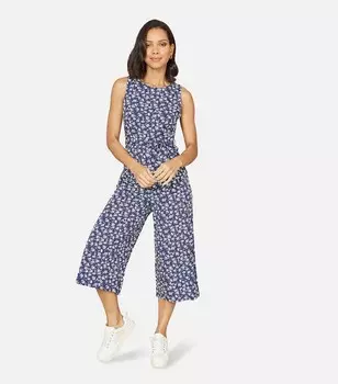 Укороченный комбинезон Mela с широкими штанинами и цветочным принтом, темно-синий