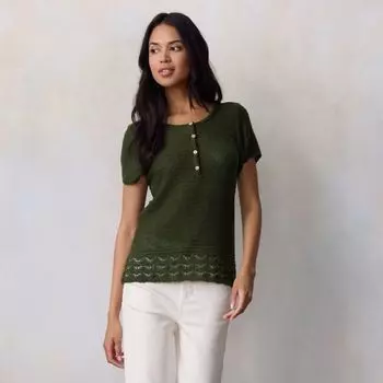 Укороченный короткий рукав хенли свитер Lc Lauren Conrad, цвет genesis green