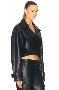 Укороченный кожаный плащ Koda Vegan SER.O.YA, черный