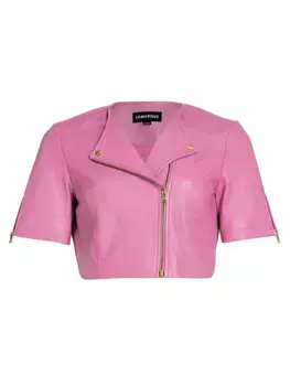 Укороченный кожаный топ Kirsi Lamarque, цвет bodacious pink