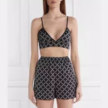 Укороченный крой из атласного топа в стиле ампир Michael Kors, черный