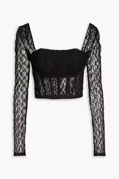 Укороченный кружевной топ Petina из смесового хлопка NICHOLAS, черный