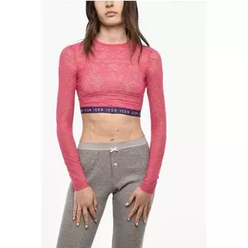 Укороченный кружевной топ с логотипом на ленте Dsquared2, Multicolor