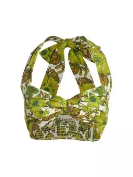 Укороченный льняной топ без косточек Wallis с цветочным принтом ALMAIS