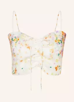 Укороченный льняной топ Mrs & Hugs, фиолетовый