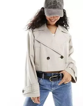Укороченный льняной тренч ASOS