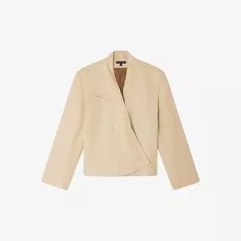 Укороченный льняной жакет pampelune Soeur, цвет vanille