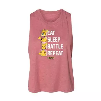 Укороченный мускулистый танк Pokmon Pikachu для юниоров «Eat Sleep Battle Repeat» Licensed Character