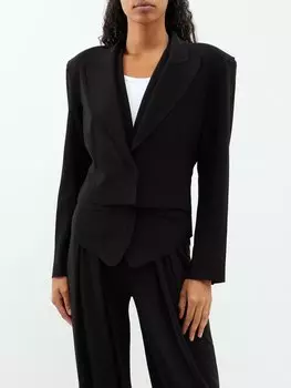 Укороченный однобортный пиджак из джерси Norma Kamali, черный