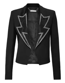 Укороченный пиджак с кристаллами Philipp Plein, черный