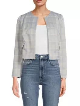 Укороченный пиджак в клетку с открытой передней частью Love Ady, цвет Lilac Multi