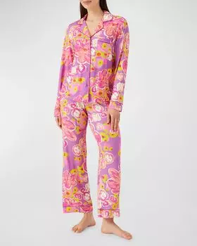 Укороченный пижамный комплект из джерси с цветочным принтом Sofia ALIVIA, цвет Sugar Plum Floral Plumb