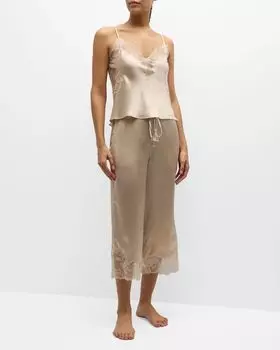 Укороченный пижамный комплект Lolita с кружевной отделкой и шармезом Josie Natori, цвет Beige With Ecru