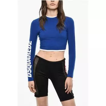 Укороченный пижамный топ с длинными рукавами и принтом логотипа Dsquared2, Blue