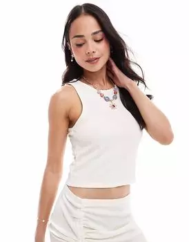 Укороченный пляжный топ Vero Moda из текстурированного джерси белого цвета