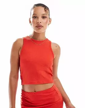 Укороченный пляжный топ Vero Moda из текстурированного джерси красного цвета