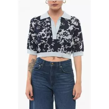 Укороченный поло из жаккардовой хлопковой смеси Kenzo, Light Blue