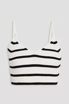Укороченный полосатый топ ребристой вязки FRAME, белый