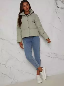 Укороченный пуховик на подкладке Chi Chi London, зеленый