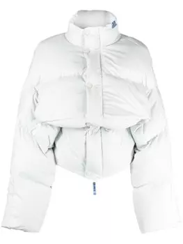 Укороченный пуховик со сборками Maison Mihara Yasuhiro, зеленый