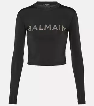 Укороченный рашгард с декором. Balmain, черный