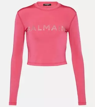 Укороченный рашгард с декором. Balmain, розовый