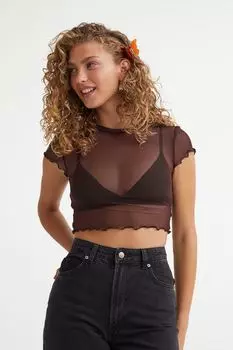 Укороченный сетчатый топ H&amp;M, темно коричневый