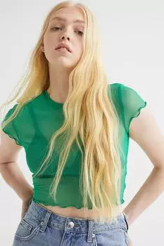 Укороченный сетчатый топ H&amp;M, зеленый