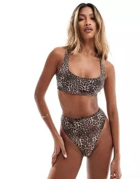 Укороченный сетчатый топ с леопардовым принтом ASOS DESIGN Mila
