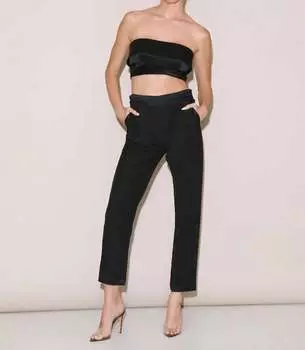 Укороченный шелковый топ без бретелек черного цвета Fleur Du Mal