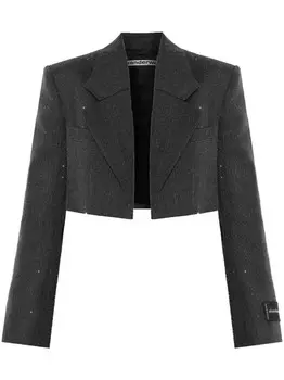 Укороченный шерстяной блейзер Alexander Wang, серый