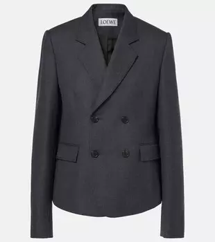 Укороченный шерстяной блейзер Loewe, цвет anthracite melange
