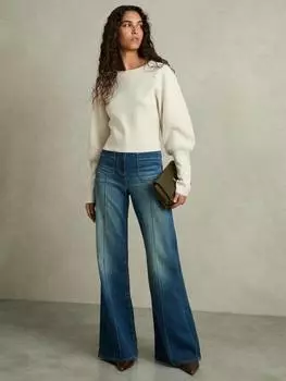 Укороченный шерстяной джемпер ella crew rich Reiss, кремовый