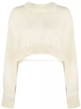 Укороченный шерстяной джемпер с открытой спиной Heron Preston, белый