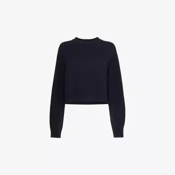 Укороченный шерстяной джемпер свободного кроя Whistles, синий