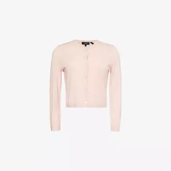 Укороченный шерстяной кардиган с круглым вырезом Theory, красный