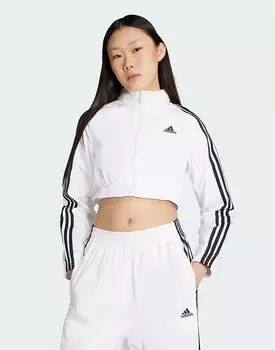 Укороченный спортивный топ Adidas Originals Teamgeist adicolor белого цвета