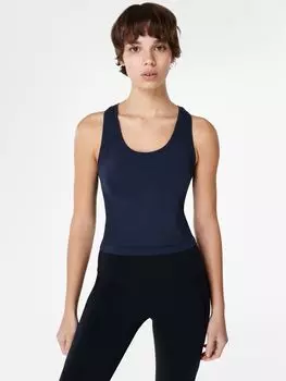 Укороченный спортивный жилет Sweaty Betty Athlete Racerback, темно-синий